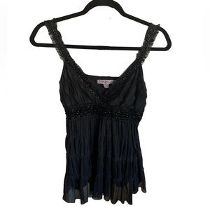 Y2K Babydoll Black Beaded Cami Size S/P